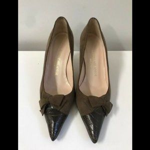Gianni Milanesi Suede & Faux Croc 2.5" Pump with Bow Detail - Size 37.5